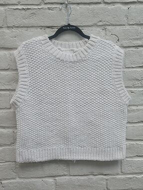 H&M Cream Chunky Knit Boxy Sweater Vest